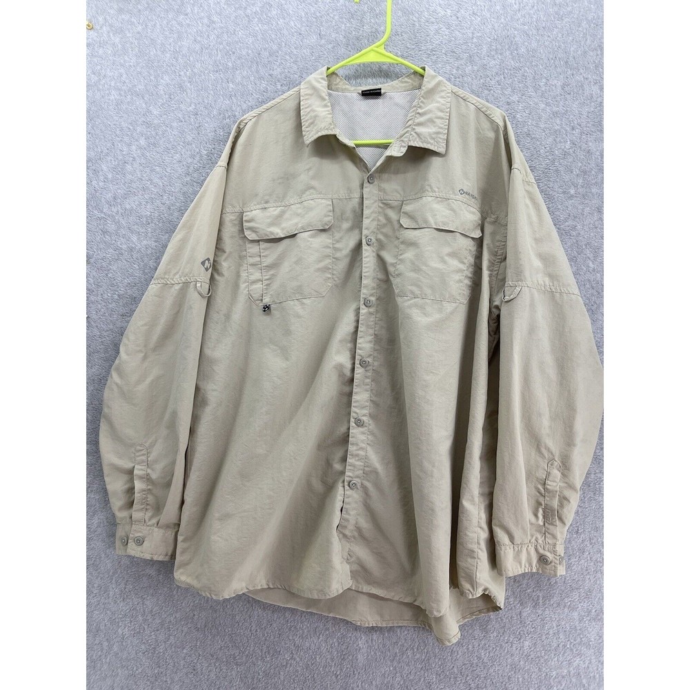 Naviskin Men's Button Down Shirt Long Sleeve Size XXL Beige Nylon Outdoor